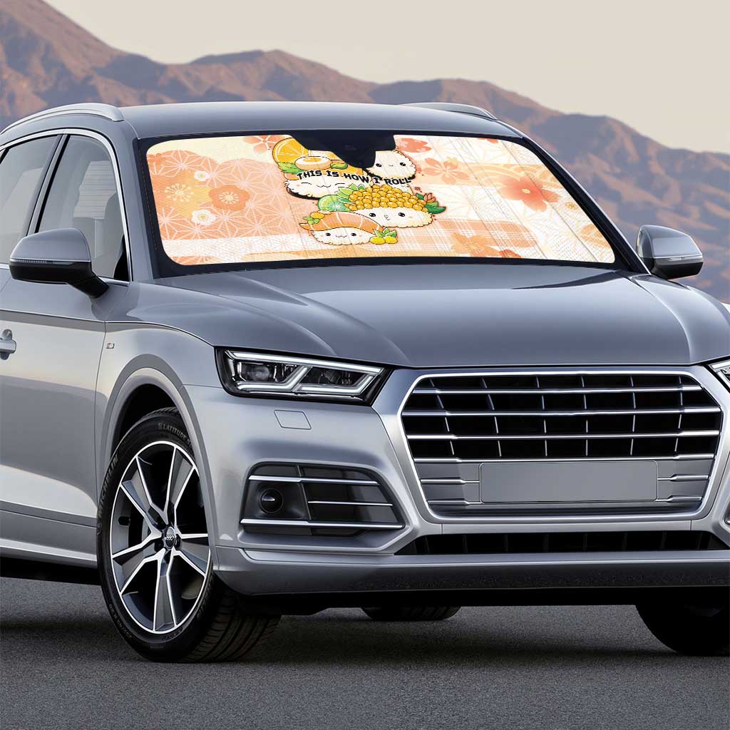 Japanese Kawaii Sushi Auto Sun Shade Peach Wagara Palaka This Is How I Roll - Wonder Print Shop