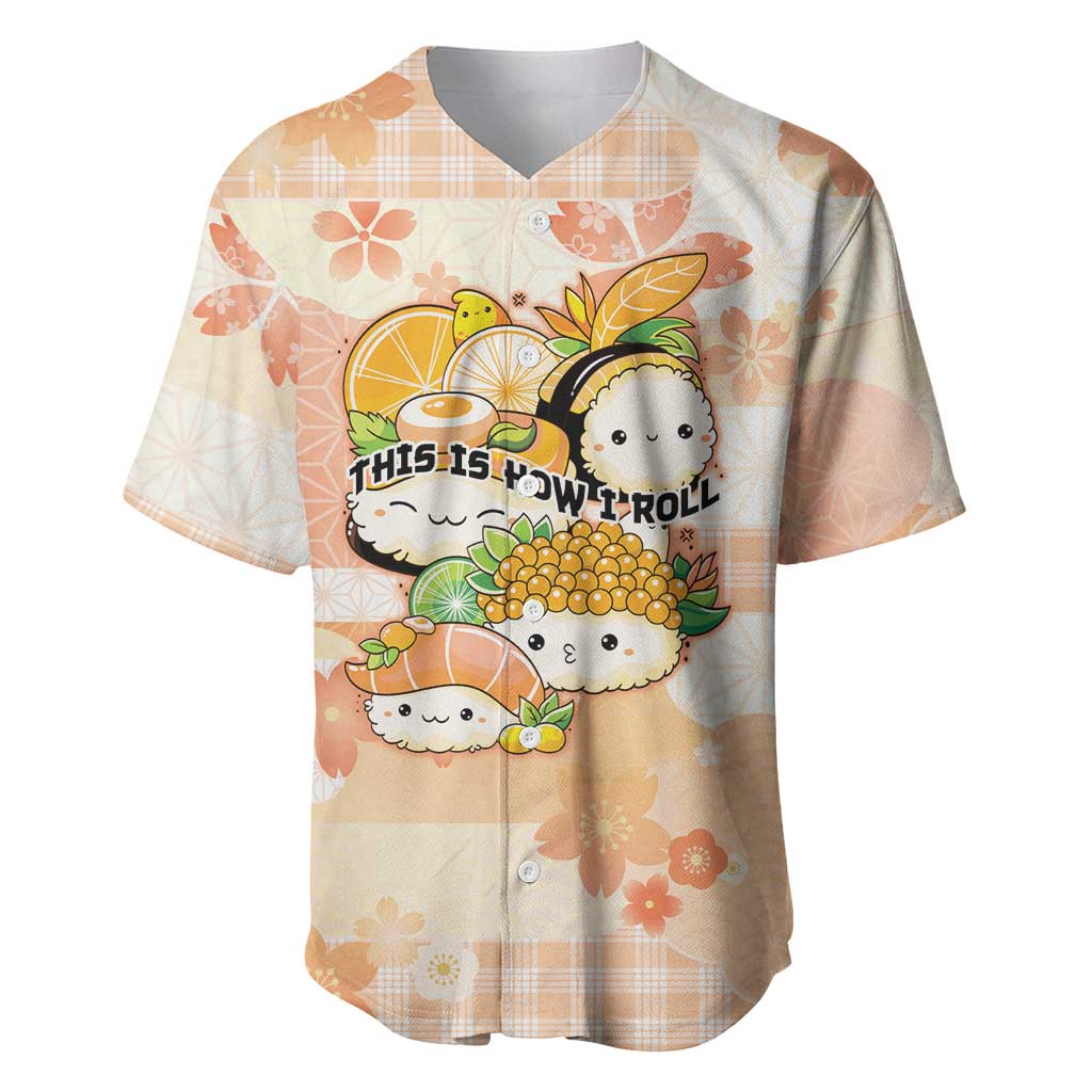 Personalized Japanese Kawaii Sushi Baseball Jersey Peach Wagara Palaka This Is How I Roll - Wonder Print Shop
