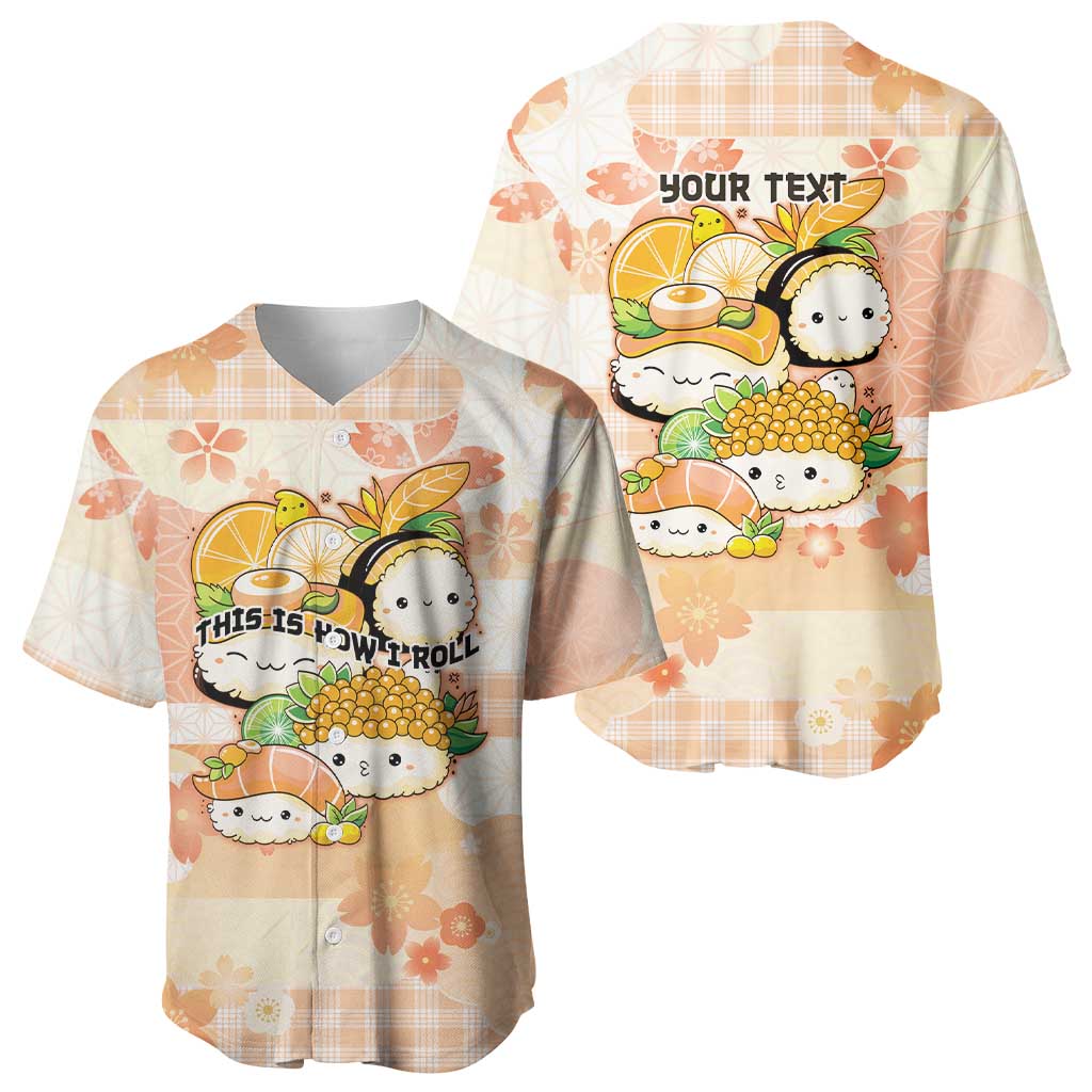 Personalized Japanese Kawaii Sushi Baseball Jersey Peach Wagara Palaka This Is How I Roll - Wonder Print Shop
