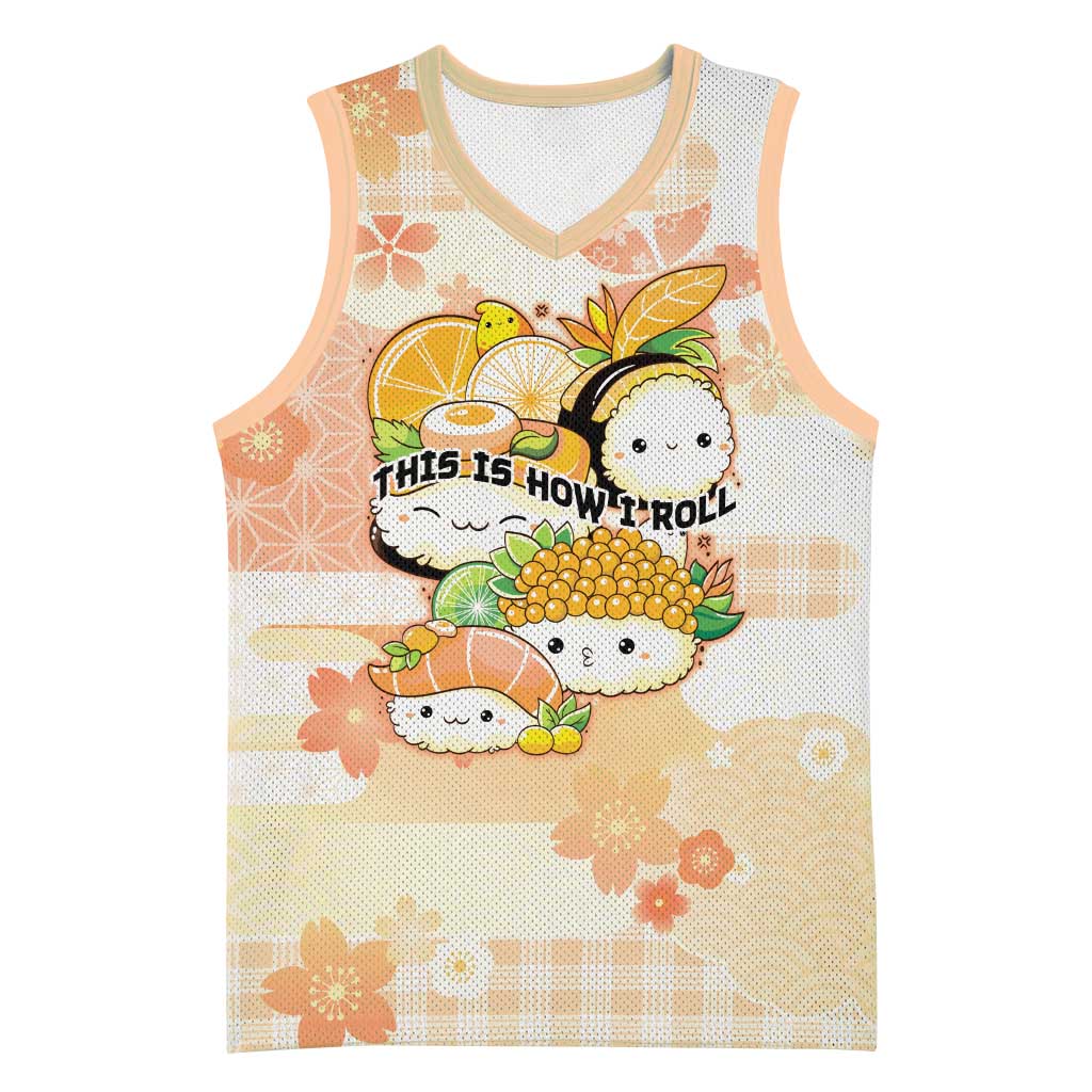 Personalized Japanese Kawaii Sushi Basketball Jersey Peach Wagara Palaka This Is How I Roll - Wonder Print Shop