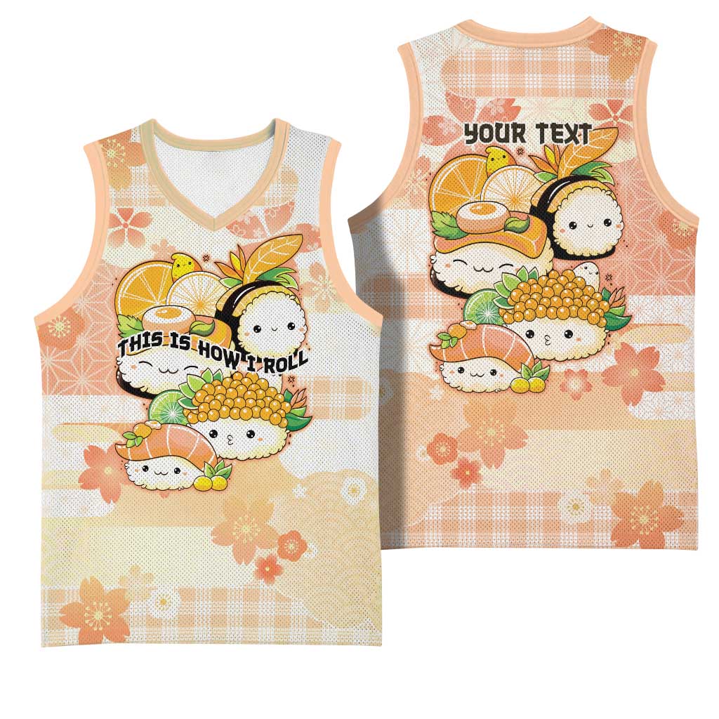 Personalized Japanese Kawaii Sushi Basketball Jersey Peach Wagara Palaka This Is How I Roll - Wonder Print Shop