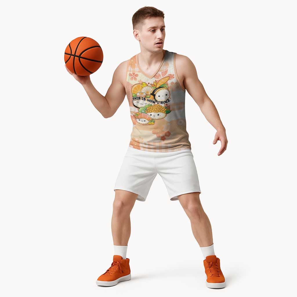 Personalized Japanese Kawaii Sushi Basketball Jersey Peach Wagara Palaka This Is How I Roll - Wonder Print Shop