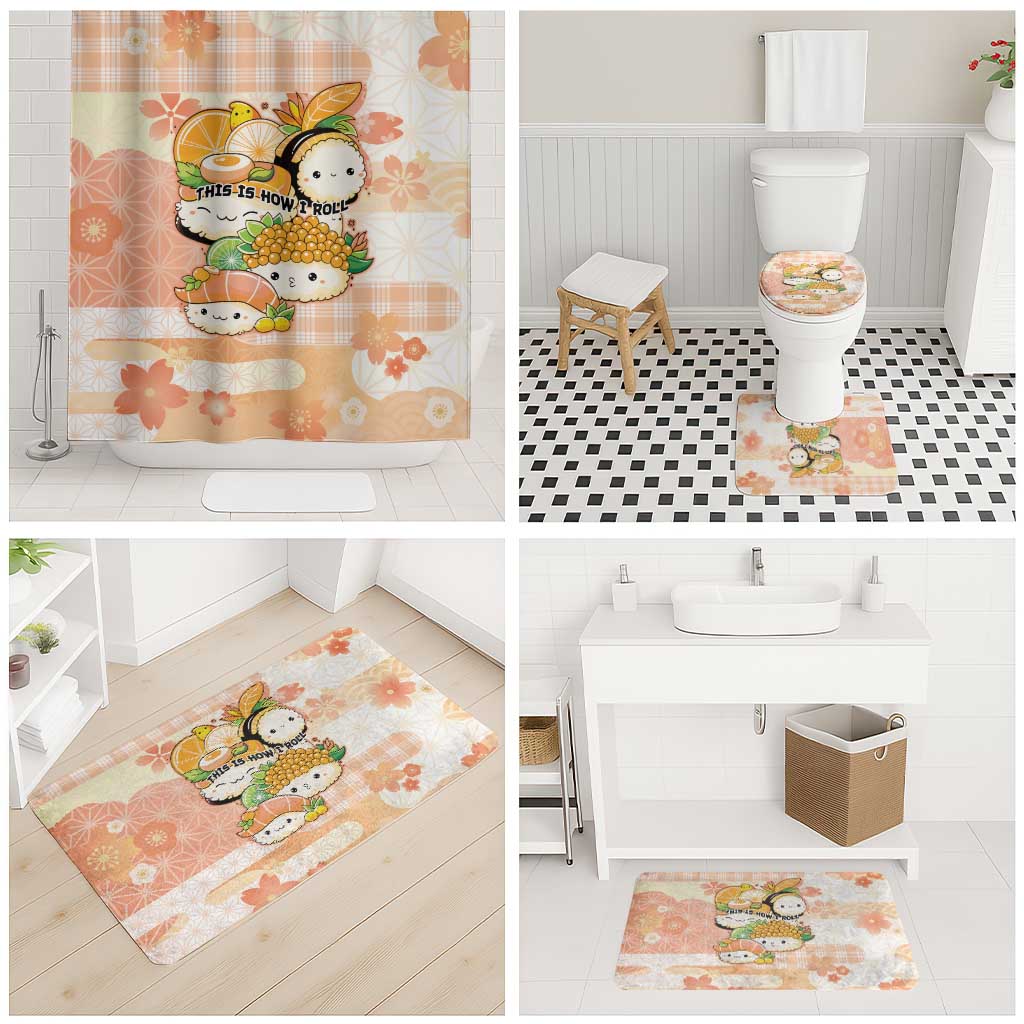 Japanese Kawaii Sushi Bathroom Set Peach Wagara Palaka This Is How I Roll - Wonder Print Shop