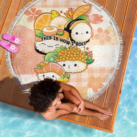 Japanese Kawaii Sushi Beach Blanket Peach Wagara Palaka This Is How I Roll - Wonder Print Shop