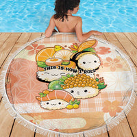 Japanese Kawaii Sushi Beach Blanket Peach Wagara Palaka This Is How I Roll - Wonder Print Shop