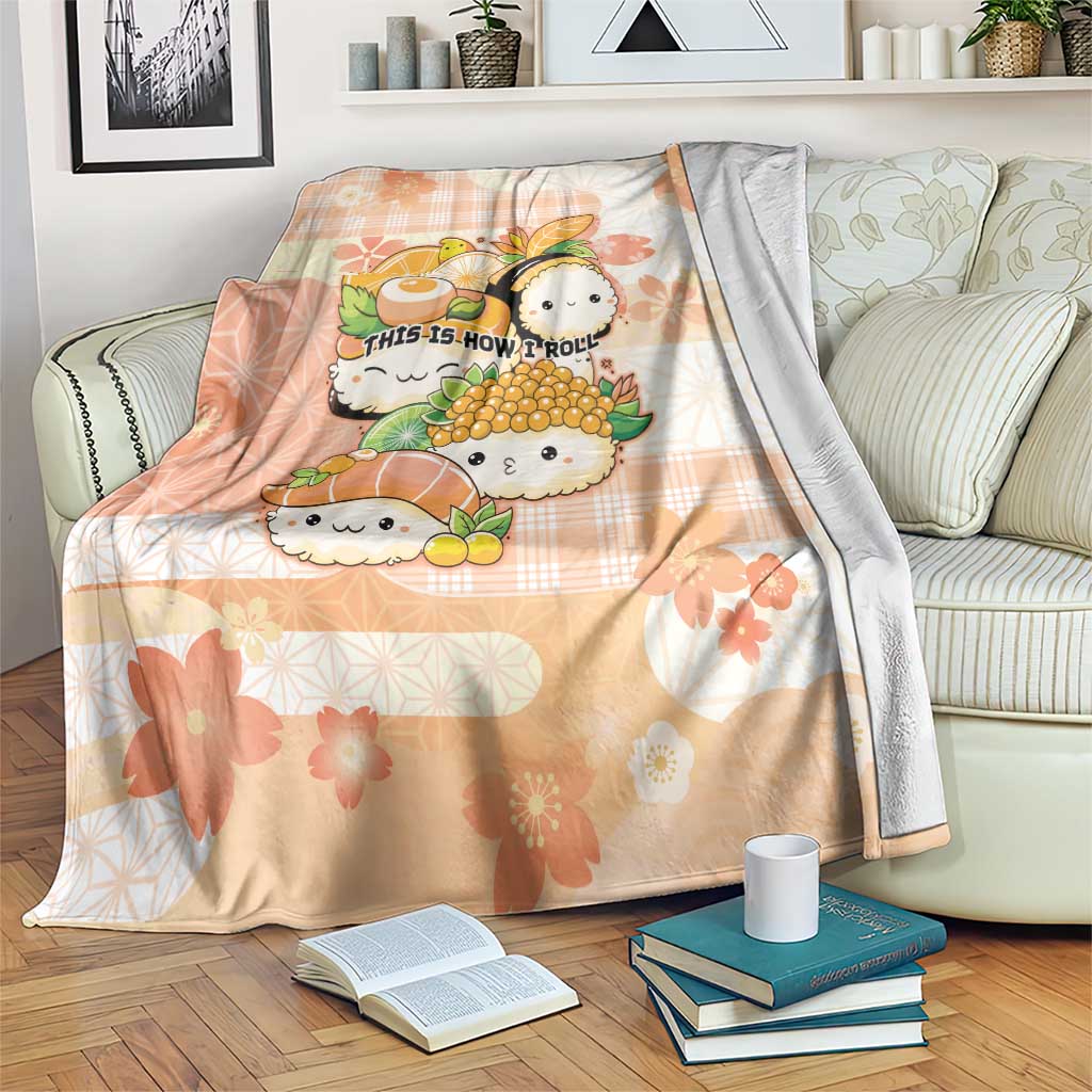 Japanese Kawaii Sushi Blanket Peach Wagara Palaka This Is How I Roll - Wonder Print Shop