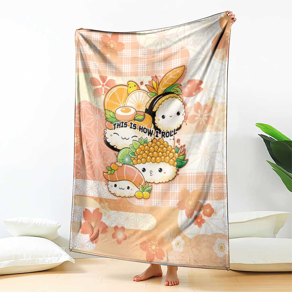 Japanese Kawaii Sushi Blanket Peach Wagara Palaka This Is How I Roll - Wonder Print Shop