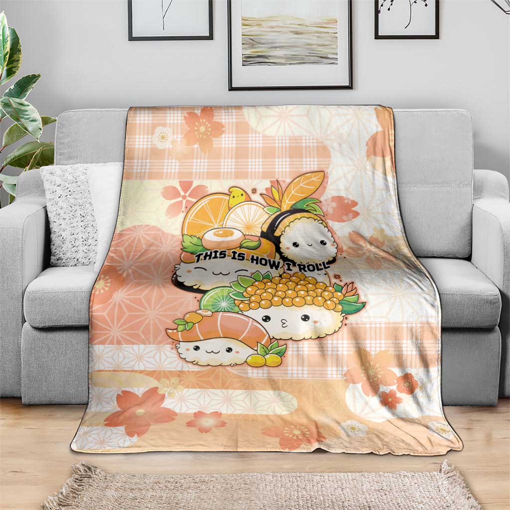 Japanese Kawaii Sushi Blanket Peach Wagara Palaka This Is How I Roll - Wonder Print Shop