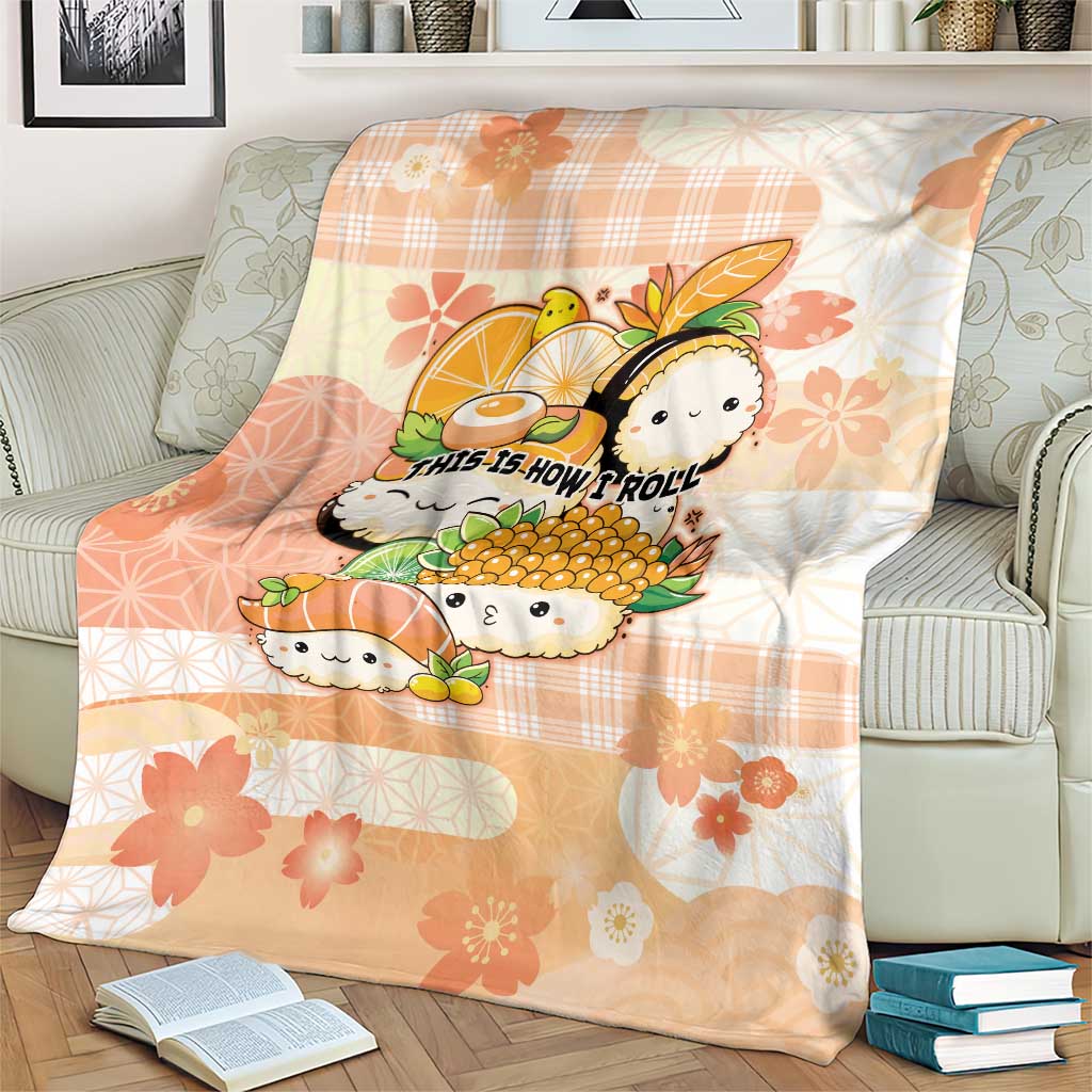 Japanese Kawaii Sushi Blanket Peach Wagara Palaka This Is How I Roll - Wonder Print Shop