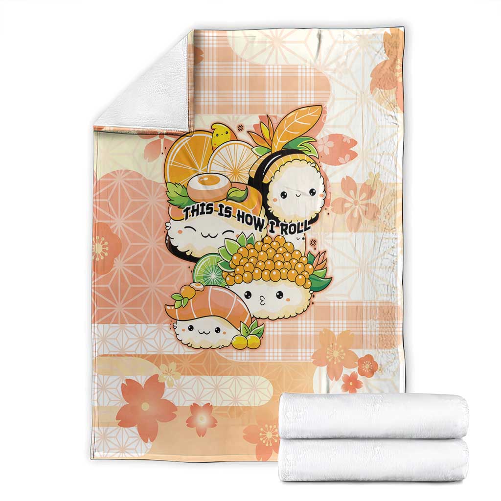 Japanese Kawaii Sushi Blanket Peach Wagara Palaka This Is How I Roll - Wonder Print Shop
