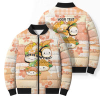 Personalized Japanese Kawaii Sushi Bomber Puffer Jacket Peach Wagara Palaka This Is How I Roll - Wonder Print Shop