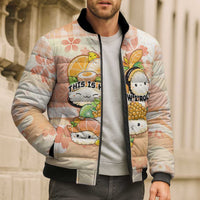 Personalized Japanese Kawaii Sushi Bomber Puffer Jacket Peach Wagara Palaka This Is How I Roll - Wonder Print Shop