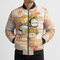 Personalized Japanese Kawaii Sushi Bomber Puffer Jacket Peach Wagara Palaka This Is How I Roll - Wonder Print Shop