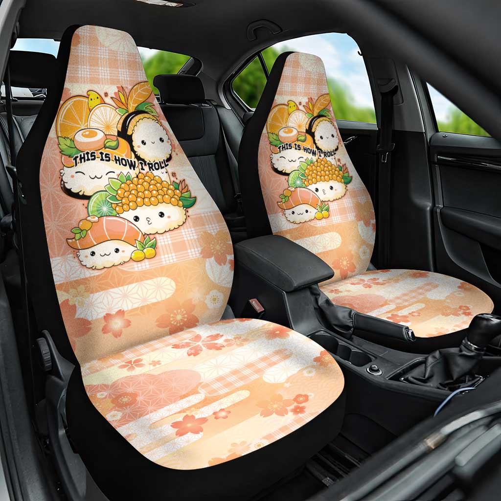 Japanese Kawaii Sushi Car Seat Cover Peach Wagara Palaka This Is How I Roll - Wonder Print Shop