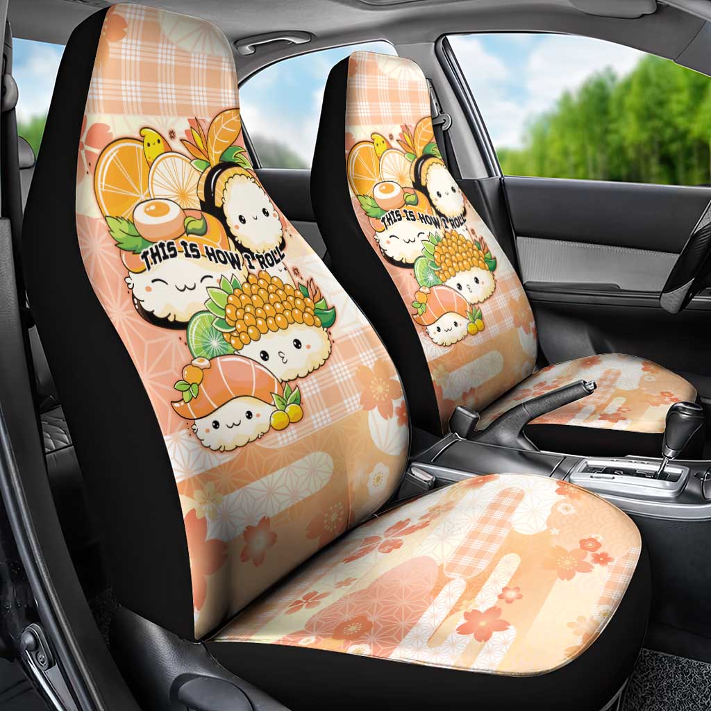 Japanese Kawaii Sushi Car Seat Cover Peach Wagara Palaka This Is How I Roll - Wonder Print Shop