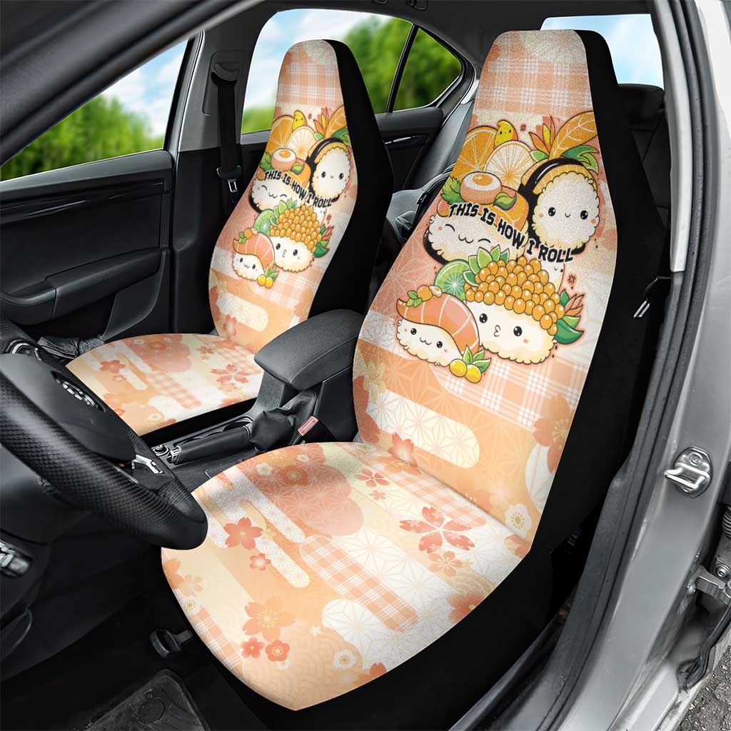 Japanese Kawaii Sushi Car Seat Cover Peach Wagara Palaka This Is How I Roll - Wonder Print Shop