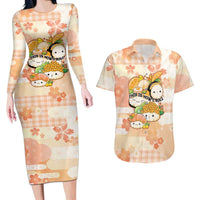 Personalized Japanese Kawaii Sushi Couples Matching Long Sleeve Bodycon Dress and Hawaiian Shirt Peach Wagara Palaka This Is How I Roll - Wonder Print Shop