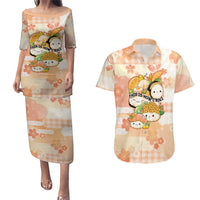 Personalized Japanese Kawaii Sushi Couples Matching Puletasi and Hawaiian Shirt Peach Wagara Palaka This Is How I Roll - Wonder Print Shop