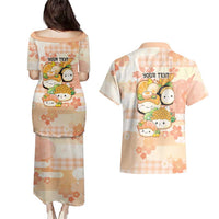 Personalized Japanese Kawaii Sushi Couples Matching Puletasi and Hawaiian Shirt Peach Wagara Palaka This Is How I Roll - Wonder Print Shop
