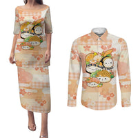 Personalized Japanese Kawaii Sushi Couples Matching Puletasi and Long Sleeve Button Shirt Peach Wagara Palaka This Is How I Roll - Wonder Print Shop