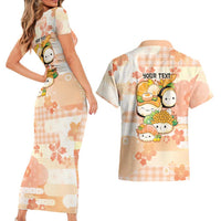 Personalized Japanese Kawaii Sushi Couples Matching Short Sleeve Bodycon Dress and Hawaiian Shirt Peach Wagara Palaka This Is How I Roll - Wonder Print Shop