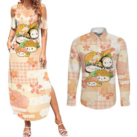 Personalized Japanese Kawaii Sushi Couples Matching Summer Maxi Dress and Long Sleeve Button Shirt Peach Wagara Palaka This Is How I Roll - Wonder Print Shop