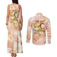 Personalized Japanese Kawaii Sushi Couples Matching Tank Maxi Dress and Long Sleeve Button Shirt Peach Wagara Palaka This Is How I Roll - Wonder Print Shop