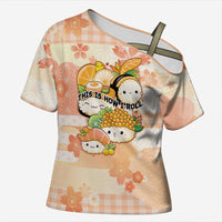 Personalized Japanese Kawaii Sushi Cross Shoulder Shirt Peach Wagara Palaka This Is How I Roll - Wonder Print Shop