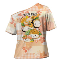 Personalized Japanese Kawaii Sushi Cross Shoulder Shirt Peach Wagara Palaka This Is How I Roll - Wonder Print Shop