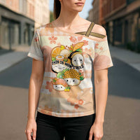 Personalized Japanese Kawaii Sushi Cross Shoulder Shirt Peach Wagara Palaka This Is How I Roll - Wonder Print Shop