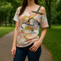 Personalized Japanese Kawaii Sushi Cross Shoulder Shirt Peach Wagara Palaka This Is How I Roll - Wonder Print Shop