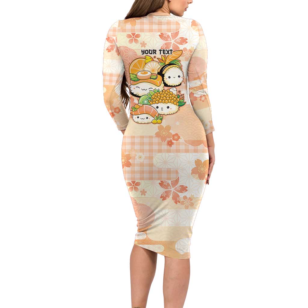Personalized Japanese Kawaii Sushi Family Matching Long Sleeve Bodycon Dress and Hawaiian Shirt Peach Wagara Palaka This Is How I Roll