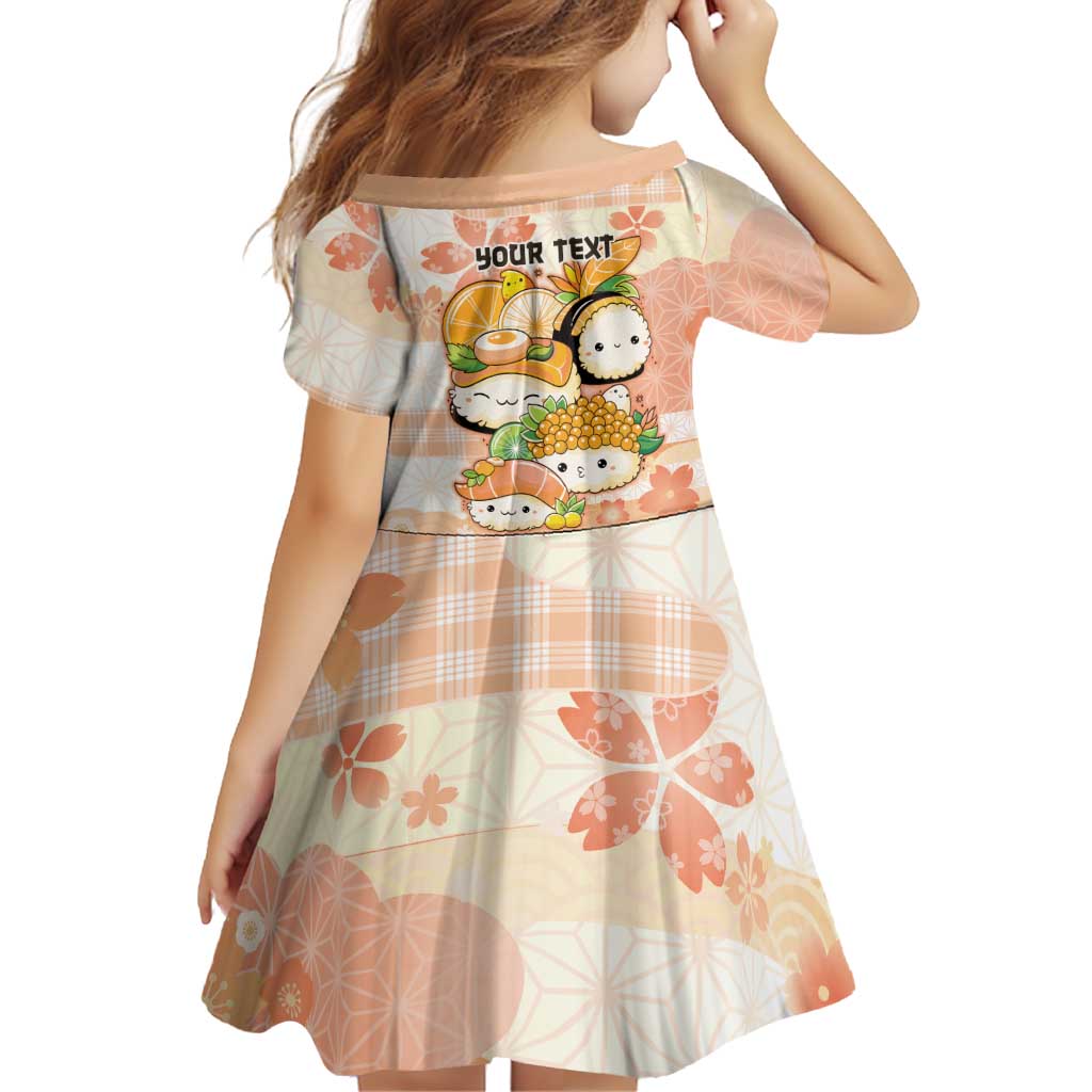 Personalized Japanese Kawaii Sushi Family Matching Off The Shoulder Long Sleeve Dress and Hawaiian Shirt Peach Wagara Palaka This Is How I Roll