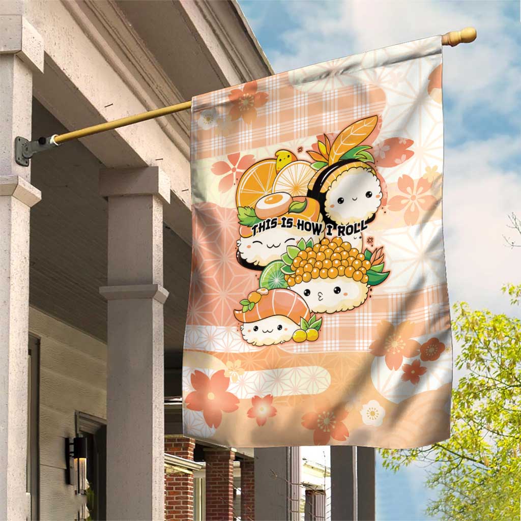 Japanese Kawaii Sushi Garden Flag Peach Wagara Palaka This Is How I Roll - Wonder Print Shop