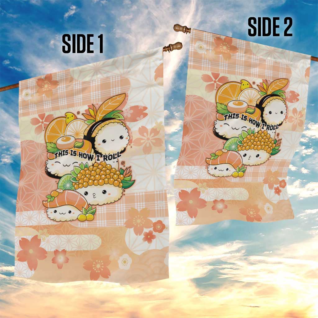 Japanese Kawaii Sushi Garden Flag Peach Wagara Palaka This Is How I Roll - Wonder Print Shop