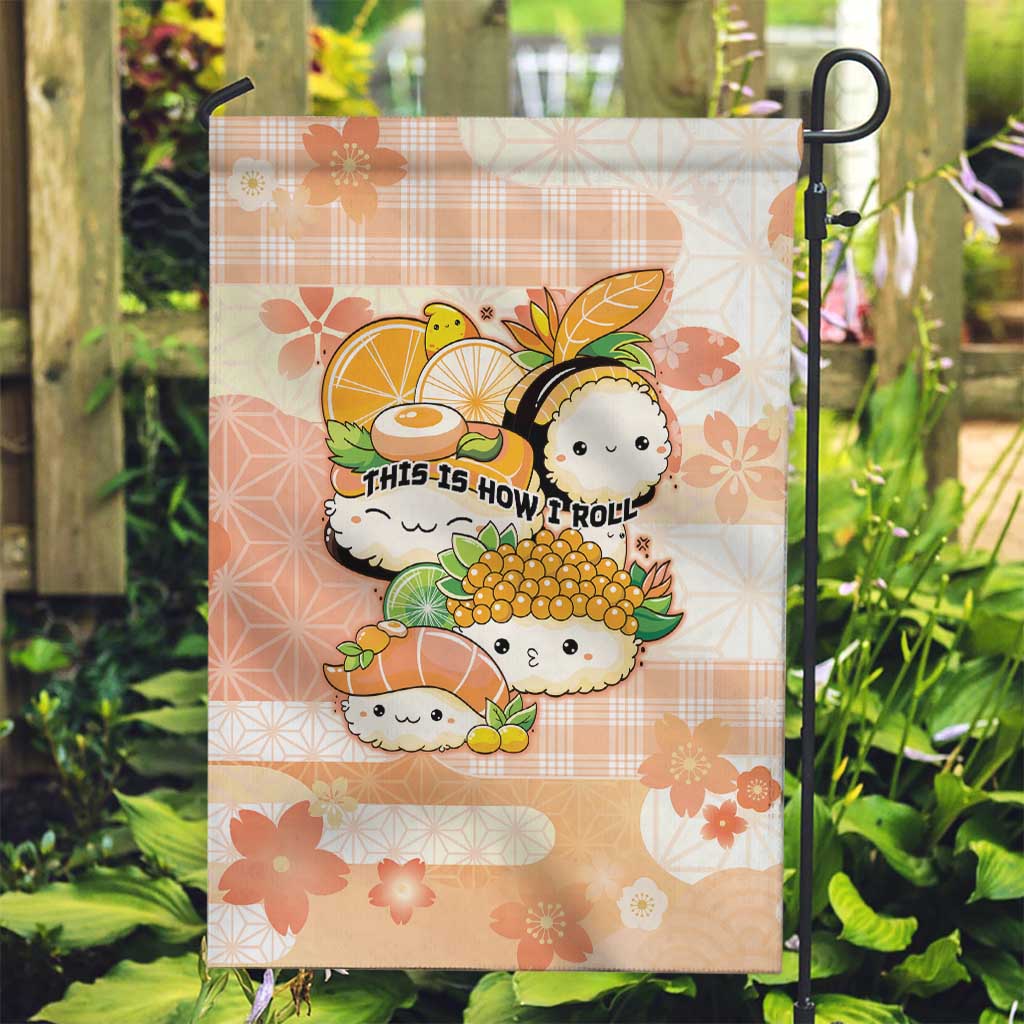 Japanese Kawaii Sushi Garden Flag Peach Wagara Palaka This Is How I Roll - Wonder Print Shop