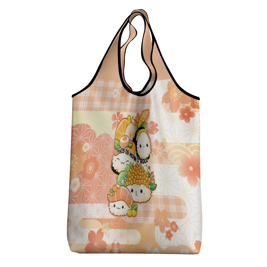Japanese Kawaii Sushi Grocery Bag Peach Wagara Palaka This Is How I Roll - Wonder Print Shop