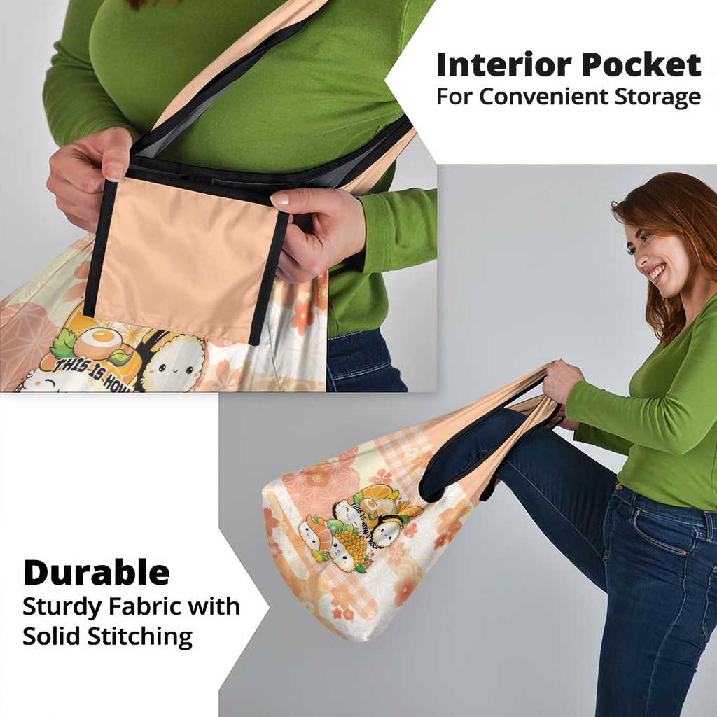 Japanese Kawaii Sushi Grocery Bag Peach Wagara Palaka This Is How I Roll - Wonder Print Shop