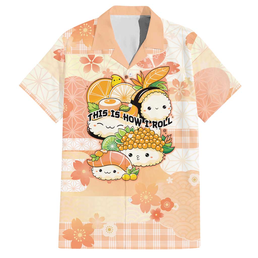 Personalized Japanese Kawaii Sushi Hawaiian Shirt Peach Wagara Palaka This Is How I Roll - Wonder Print Shop