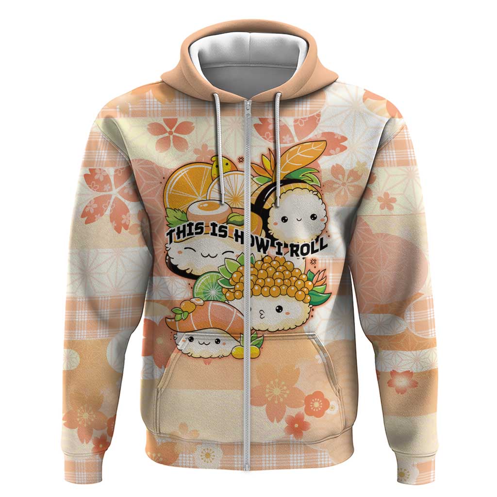 Personalized Japanese Kawaii Sushi Hoodie Peach Wagara Palaka This Is How I Roll - Wonder Print Shop