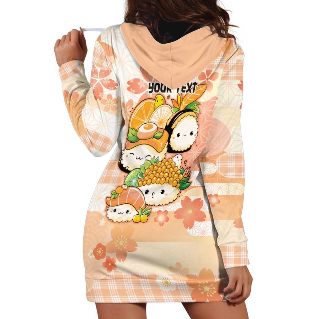 Personalized Japanese Kawaii Sushi Hoodie Dress Peach Wagara Palaka This Is How I Roll - Wonder Print Shop