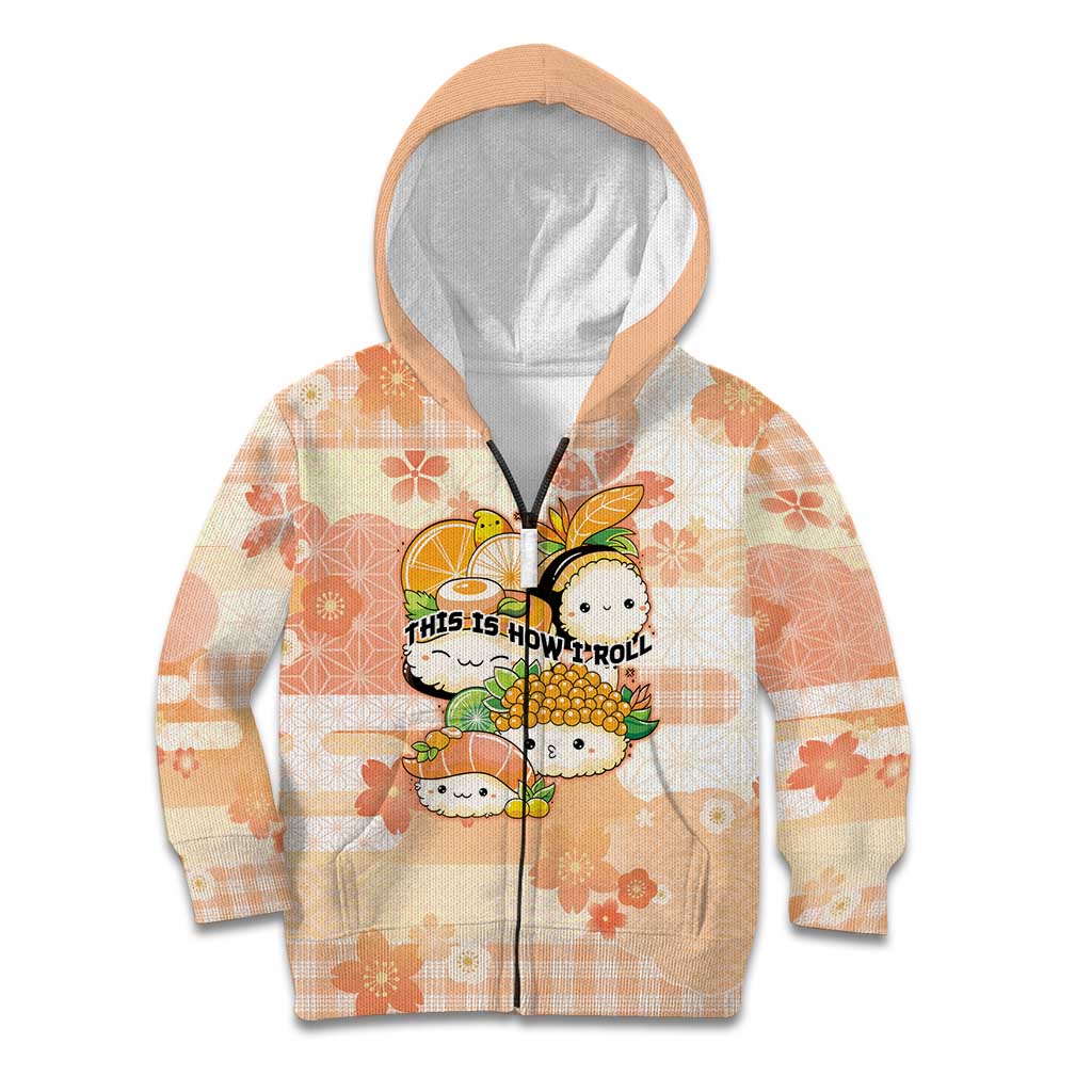 Personalized Japanese Kawaii Sushi Kid Hoodie Peach Wagara Palaka This Is How I Roll - Wonder Print Shop