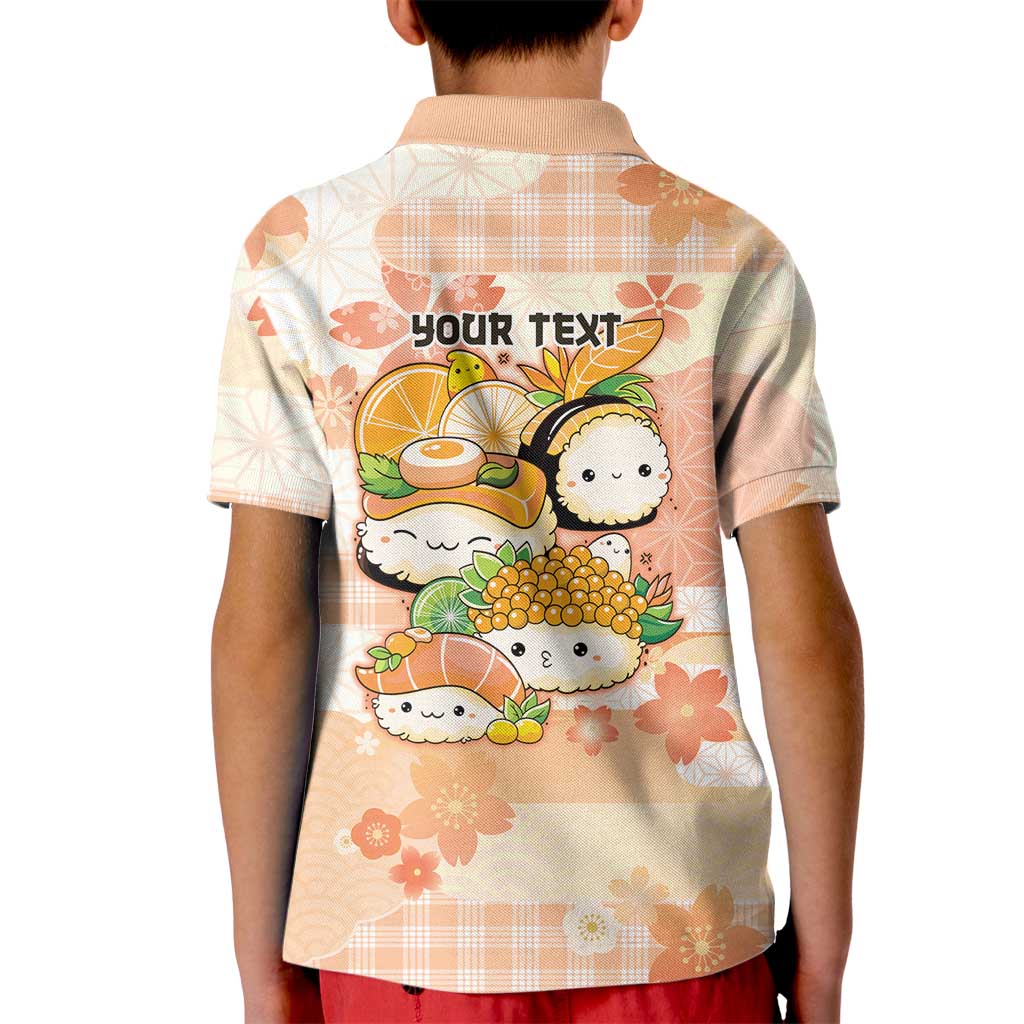 Personalized Japanese Kawaii Sushi Kid Polo Shirt Peach Wagara Palaka This Is How I Roll - Wonder Print Shop