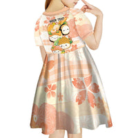 Personalized Japanese Kawaii Sushi Kid Short Sleeve Dress Peach Wagara Palaka This Is How I Roll - Wonder Print Shop