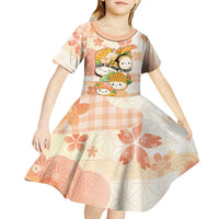 Personalized Japanese Kawaii Sushi Kid Short Sleeve Dress Peach Wagara Palaka This Is How I Roll - Wonder Print Shop