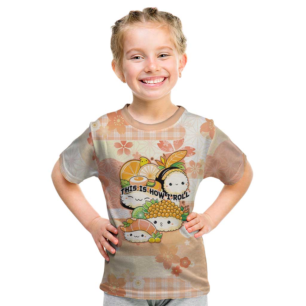 Personalized Japanese Kawaii Sushi Kid T Shirt Peach Wagara Palaka This Is How I Roll - Wonder Print Shop