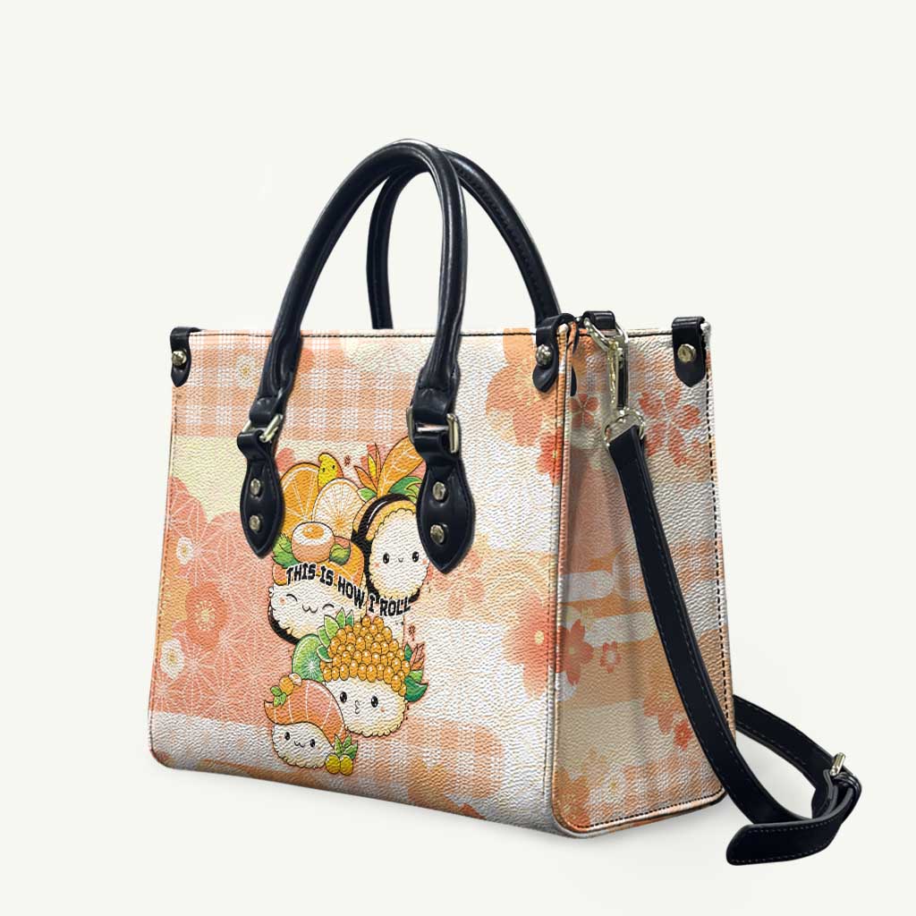 Japanese Kawaii Sushi Leather Bag Peach Wagara Palaka This Is How I Roll - Wonder Print Shop