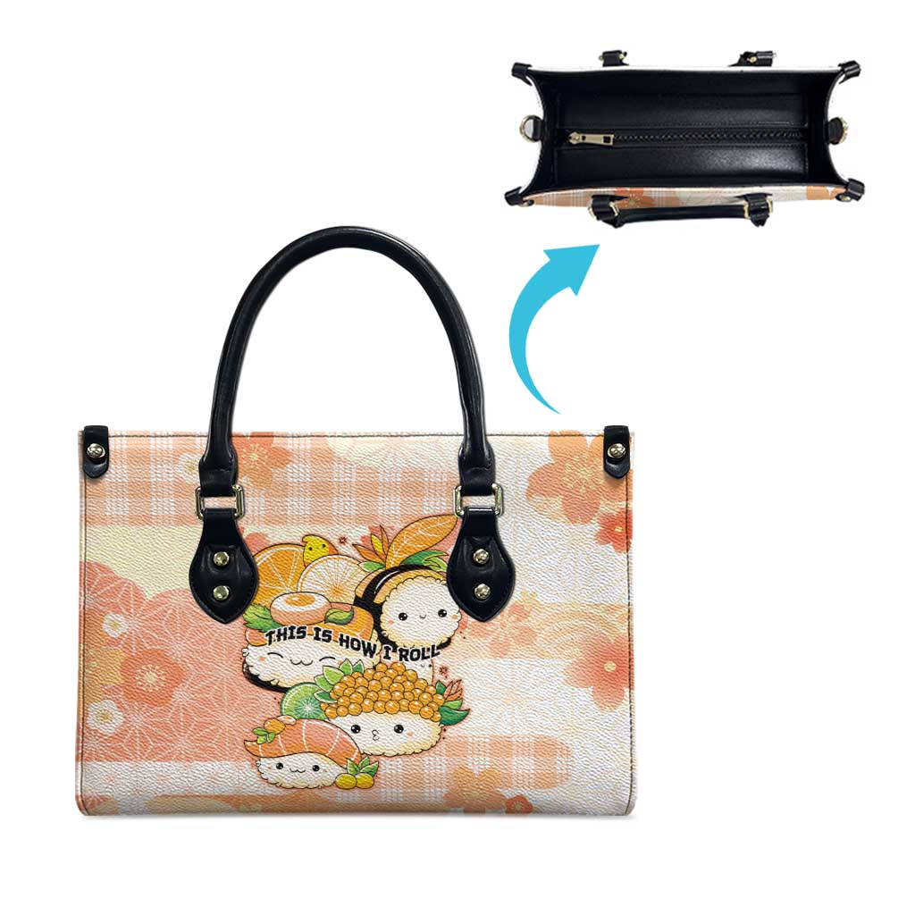 Japanese Kawaii Sushi Leather Bag Peach Wagara Palaka This Is How I Roll - Wonder Print Shop