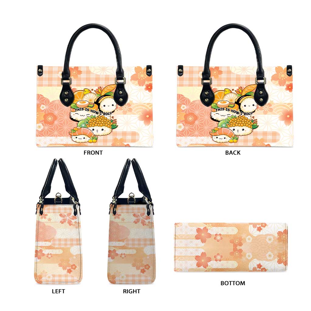 Japanese Kawaii Sushi Leather Bag Peach Wagara Palaka This Is How I Roll - Wonder Print Shop