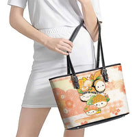 Japanese Kawaii Sushi Leather Tote Bag Peach Wagara Palaka This Is How I Roll - Wonder Print Shop